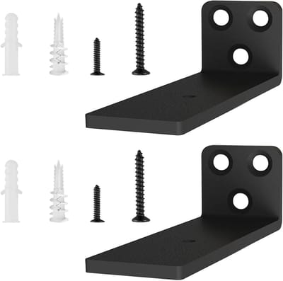 Robuuste Wandplank Steunen, L-vormige Metalen Draagbeugels voor Drijvende Planken, Set van 2 voor Thuisopslag en Decoratie (Zwart/10cm)