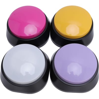 4PCS Buzzer d'entraînement pour animaux de compagnie Enregistrement 30 secondes Boutons parlants pour chiens pour farces Gadgets de bureau pink