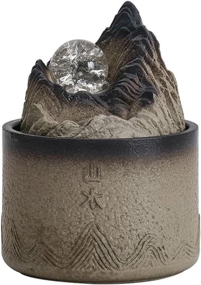Bureaubladfontein - Kantoor Home Fontein - Ontspanning Thuis - Keramiek Wigwam Design - 13x13x18cm - Bruin