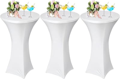 3 Stuks Cocktail Tafelhoezen Wit voor Staantafels 80x110cm