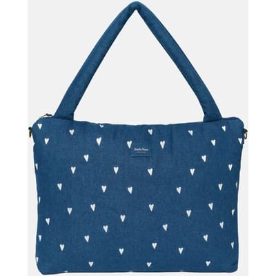 Studio Noos Denim Diaper Bag shopper dark blue hearts