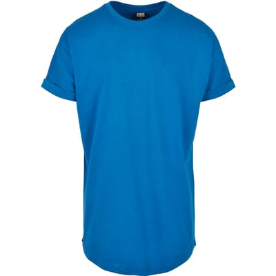 Urban Classics - Long Shaped Turnup Heren T-shirt - S - Blauw