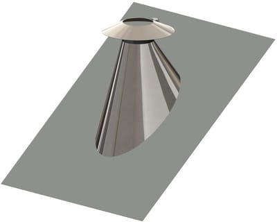 ATEC Dakdoorvoer 32-45Graden DN60/100 met weerkraag RVS blank, 700664