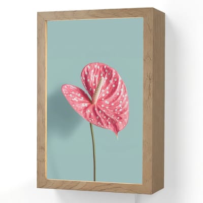 Wandlamp 20x30 cm - Oplaadbaar - Blad - Anthurium - Stippen - Roze - Wandlampen binnen woonkamer - Slaapkamer lamp met kabel - Decoratieve nachtlamp - Vloerlamp snoer