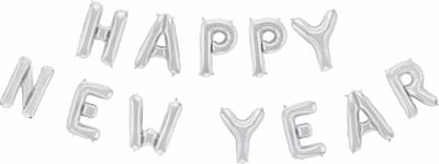 Folieballon Tekst 16" 'Happy New Year' Zilver