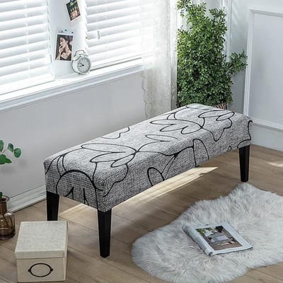 Bloemige Lange Bankhoes Scandinavische Stretch Pianokrukhoezen Spandex Rechthoekige Stofvrije Bankbeschermer voor Slaapkamer Keuken gray