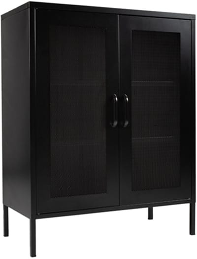 MaximaVida metalen locker vitrine kast Finn 102 x 80 x 40 cm zwart - 2 schappen