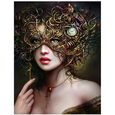 Diy diamant schilderij vrouw masker diamant borduurwerk ronde boor strass schilderij ambachten handwerk 20X30CM brown