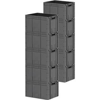 Euro Box SSI Schäfer LTF 6320 serie, inhoud 62,7 l, tot 30 kg, doorlopende handgreep, L 600 x B 400 mm, Blaue Engel, gerecycled PP, ijzergrijs, 10 stuks