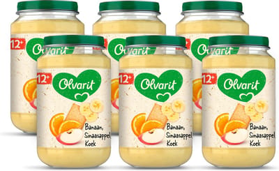 Olvarit Fruithapje 12+ Maanden – Banaan Sinaasappel Koek – 6 x 200g