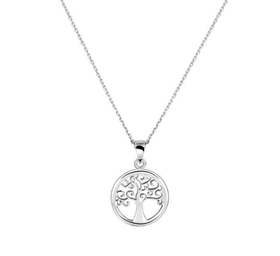 YO&NO -  Ketting - Zilver - Anker -  Levensboom -  1,1 mm - 41 + 4 cm -  Sieraden vrouw - Gerhodineerd - Zilver 925