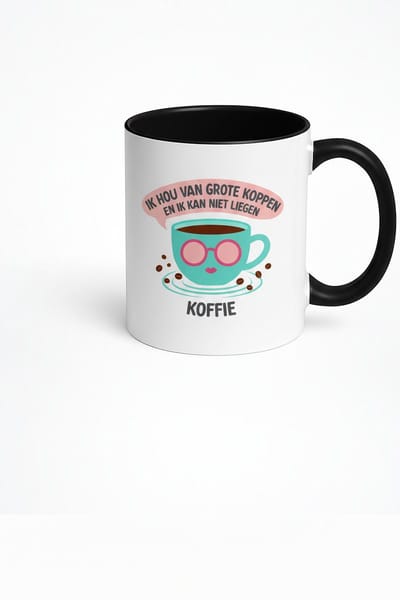 Koffie Mok - Ik Hou Van Grote Koppen - Keramische Koffiemok met Grappige Tekst