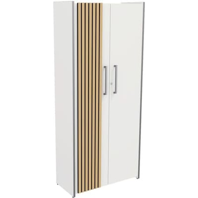 Luxe Kantoorkast Oxford - Akoestische Lattenwand Eiken - Wit - 183cm