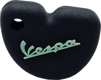 Vespa Siliconen Sleutelhoesje - Zwart met Cyan letters - Zwart met Cyan