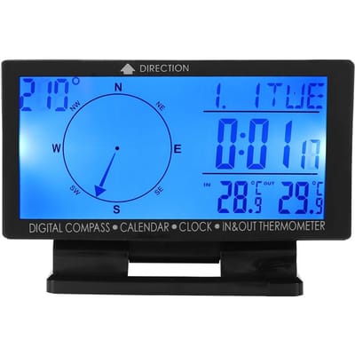 CD60 Multifunctionele Digitale Auto Thermometer Meter met Tijd Navigatie Functie blue
