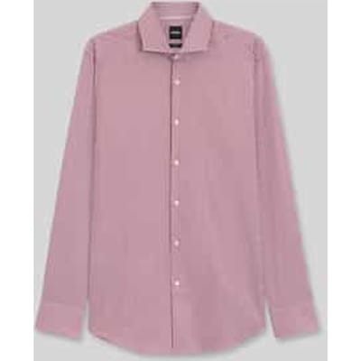 BOSS Hank slim fit overhemd - popeline - donkerrood met wit gestreept - Strijkvriendelijk - Boordmaat: 40 (EU maat: M)
