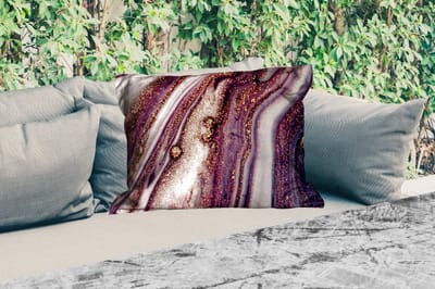 Buitenkussens - Marmer - Roze - Goud - Glitter - Marmerlook - 60x40 cm - Weerbestendig