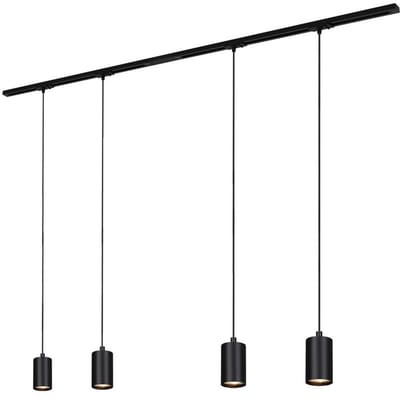BRILONER Rail - Railverlichting set - hanglampen - pendellamp - 4x GU10 - 150 cm - zwart