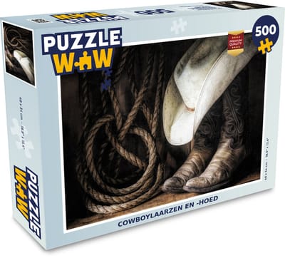 Puzzel Cowboylaarzen en -hoed - Legpuzzel - Puzzel 500 stukjes