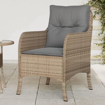 Tuinstoelen met kussens - Outdoor stoelen - Genieten van buiten - Onderhoudsarm polyrotan - 2 stuks - Beige mix