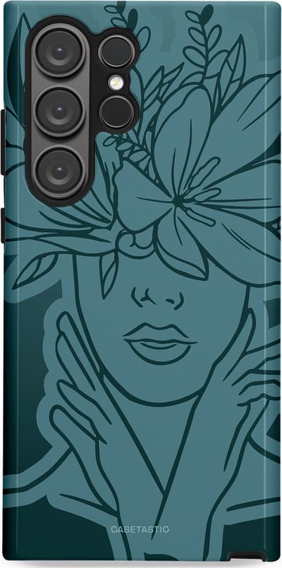 Casetastic hoesje geschikt voor Samsung Galaxy S23 Ultra - Dubbellaagse bescherming - Flora Femme - Fashion Case - Petrol Donkergrijs Grijs