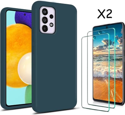 Hoesje Geschikt Voor Samsung Galaxy A53 hoesje silicone soft cover Pine Groen - Hoesje Geschikt Voor Samsung Galaxy A53 5G Silicone colour hoesje - Galaxy A53 case Liquid Nano Silicone cover - A53 Screenprotector 2 pack