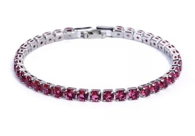 Tennis Armband | Rood Verguld | Zirkonia stenen 4 MM | Lengte 17 CM | Tennis Bracelet | Sieraden