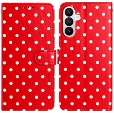 Hoesje Geschikt voor Samsung Galaxy S26 | Polka Dot Wallet Book Case | Portemonnee Hoesje | 3 Pasjes | Magneetsluiting | Stand Functie | Rood