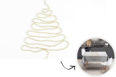 Kerst Tafelkleed - Kerstmis Decoratie - Tafellaken - Winter - Kralen - Kerstboom - 260x130 cm - Kerstmis Versiering