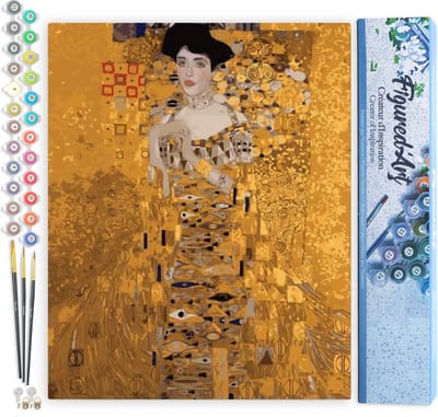 Figured'Art Schilderen op Nummer Volwassenen canvas Mevrouw Bauer Klimt - Handwerk acrylverf Kit DIY Compleet - 40x50cm zonder frame