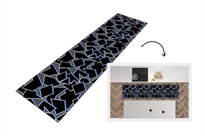 Keukenloper - Loper keuken - Vormen - Geometrie - Zwart - Design - 200x50 cm - Keukenloper vinyl
