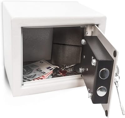 QUOVO® Kluis Brandwerend Voor Geld - Kluis Brandwerend - Kluis - Wit - ‎23cm x 17cm x 17cm