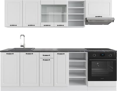 Vicco R-Line Complete keukeneenheid – 240 cm, WB Antraciet Wit landhuis/wit