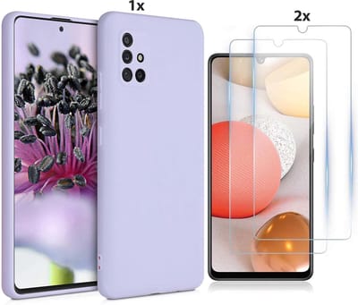 Hoesje Geschikt Voor Samsung Galaxy A72 Hoesje Soft Nano Silicone Backcover Gel Lila Paars Met 2x Glazen Screenprotector