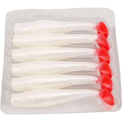 6 Stuks Zwevende T-staart Zacht Kunstaas 8cm 5g Dikke Insecten Lure Zeebaars Mandarijnvis Zacht Kunstaas white