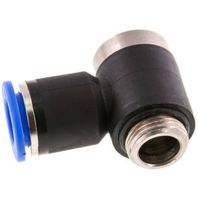 12mm x G3/8'' 90 graden L-vorm Messing/PA 66 Insteekfitting Buitendraad Binnenzeskant Draaibaar NBR