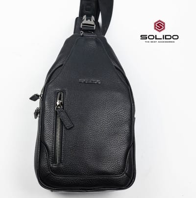 Solido Heren Crossbodytas Zwart – Luxe en Stijlvol met Verstelbare Schouderriem en Meerdere Vakken voor Organisatie