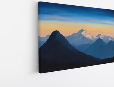Saammp Canvas Schilderij - Bergtoppen - Natuur - Landschap - 30x20 - Foto op canvas - Wanddecoratie - Muurdecoratie Woonkamer - Slaapkamer decoratie - Canvas Print