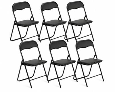 ADSafety Set van 6 Klapstoelen - Vouwstoelen - PVC - Eettafelstoelen - Opklapbare Stoelen - 46 x 50 x 81 CM - Stoelen - Zwart