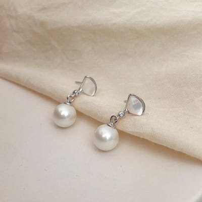 14K Gouden Sieraden Echt Goud Klassieke Pareloorbellen Mooie Accessoires Voor Feest Verloving Bruiloft Voor Cadeau Vriendin & Vrouw WHITE beige