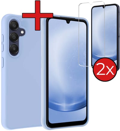 Hoesje - Met 2x Screenprotector - Geschikt voor Samsung Galaxy A26 - Sterk & Shockproof - Telefoon Hoes - Back Cover - Siliconen Case - Telefoonhoes - Lichtblauw