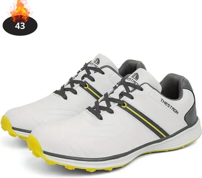 Livano Golfschoenen Heren - Golfkleding - Golfschoenen Antislip - Waterdicht - Golfen - Wit/Geel - 43