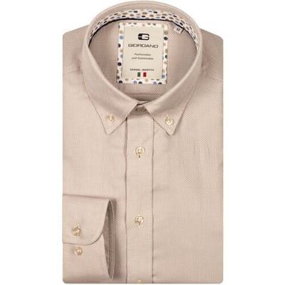 Giordano Overhemd Loretto Plain Dobby Texture Button Down Two-Ply Cotton Kitt / male