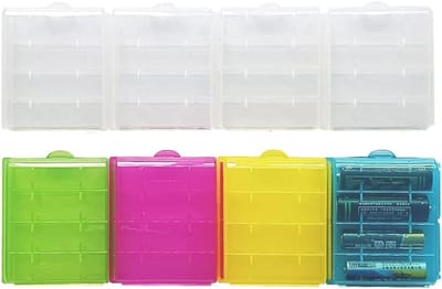 Batterij Opbergdoos - Batterijhouder Organizer - Batterijen Opslaan - In elkaar te Vergrendelen - 8 Stuks - Multicolor