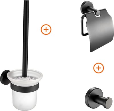 Toilet accessoires set mat zwart rond