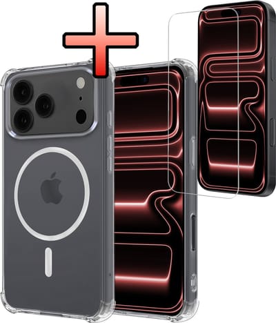 Hoesje - Met Screenprotector - Geschikt voor Apple iPhone 17 Pro - Magsafe Compatible - Sterk & Shockproof - Back Cover - Shock Proof Case - Telefoon Hoes - Transparant