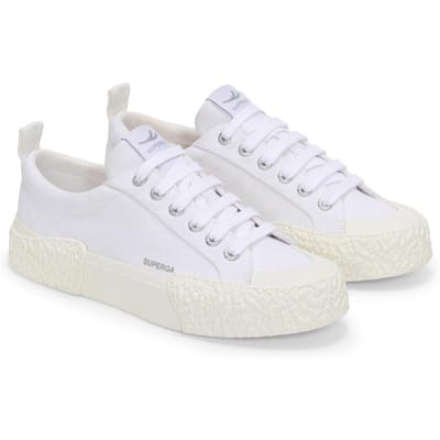 Superga Unisex 2660 Stripe Big Bumpers Trainers voor volwassenen (Wit/ gebroken wit)