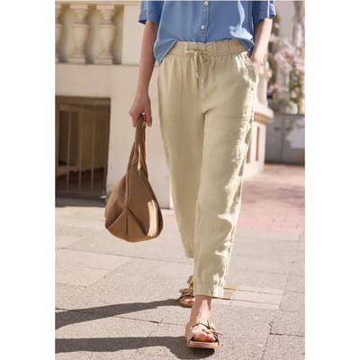 Slim Legs broek in een Loose Fit van linnen