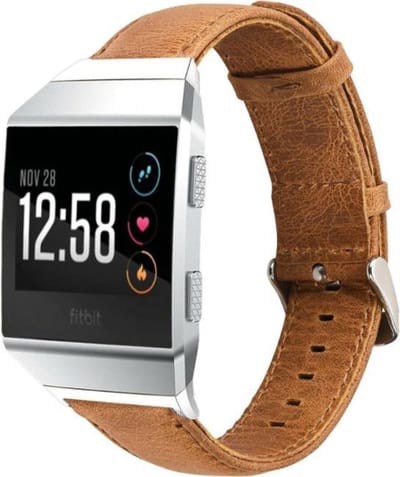 Leer Smartwatch bandje - Geschikt voor Fitbit Ionic lederen bandje - bruin - Strap-it Horlogeband / Polsband / Armband