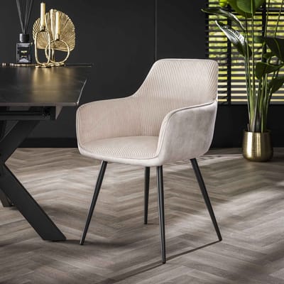 Dimehouse Eetkamerstoel Rivo Rib Rock Ivoor Ribstof Zitting - Stof - Scandinavisch & Basic